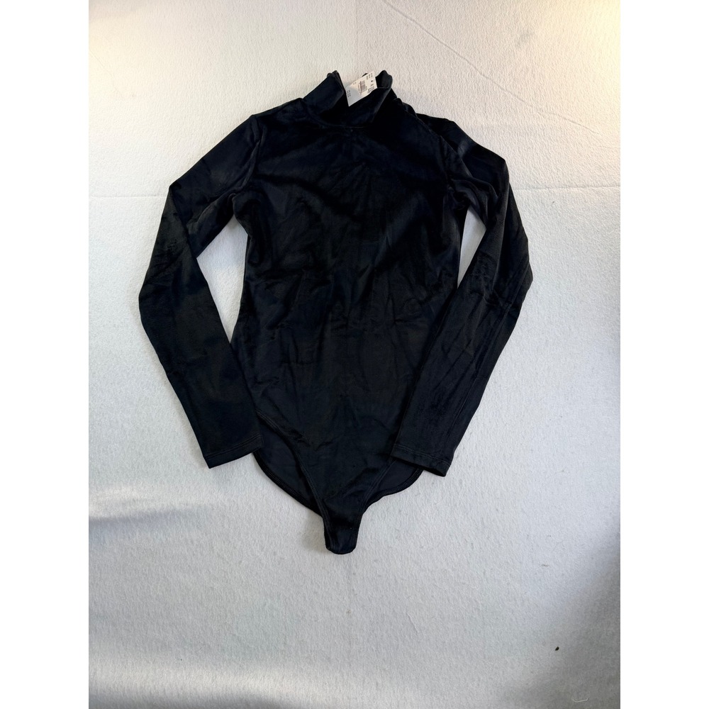 American Eagle Black Velvet Turtleneck Long Sleeve Bodysuit Small 037-3375-9950